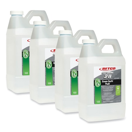 Betco Green Earth Bioactive Solutions PUSH Drain Cleaner, New Green Scent, 2 L Bottle, 4PK 1334700